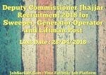 Deputy Commissioner Jhajjar Recruitment 2018 for Sweeper, Generator Operator and Liftman Post
