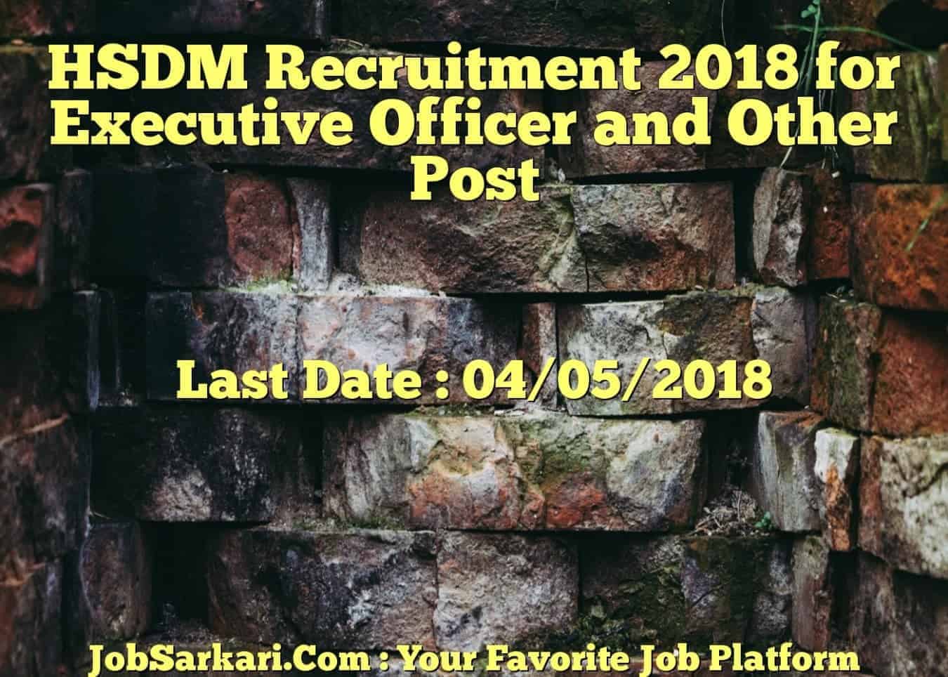 HSDM Recruitment 2018 for Executive Officer and Other Post