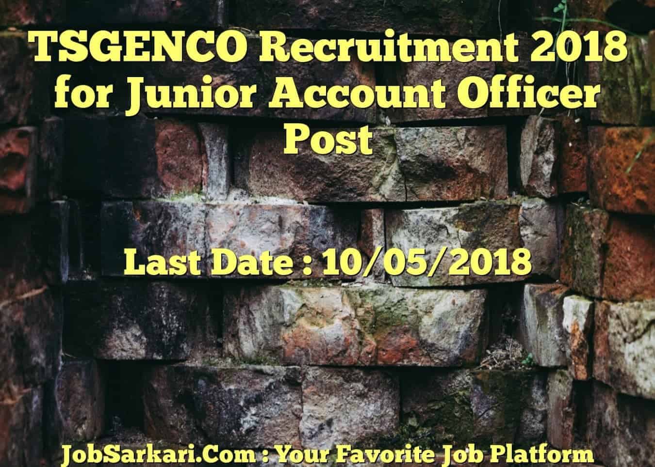 TSGENCO Recruitment 2018 for Junior Account Officer Post