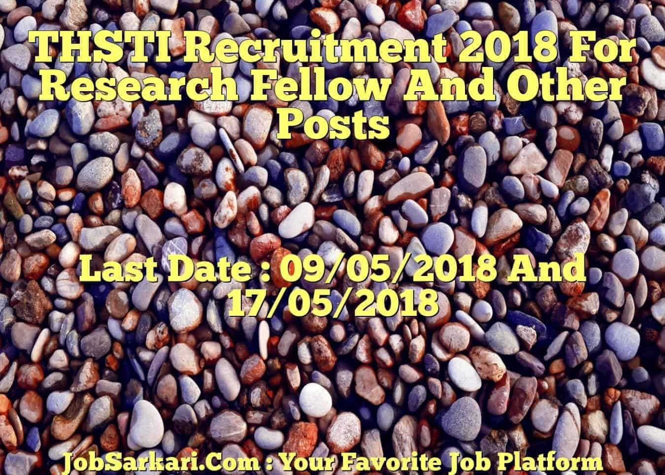 THSTI Recruitment 2018 For Research Fellow And Other Posts