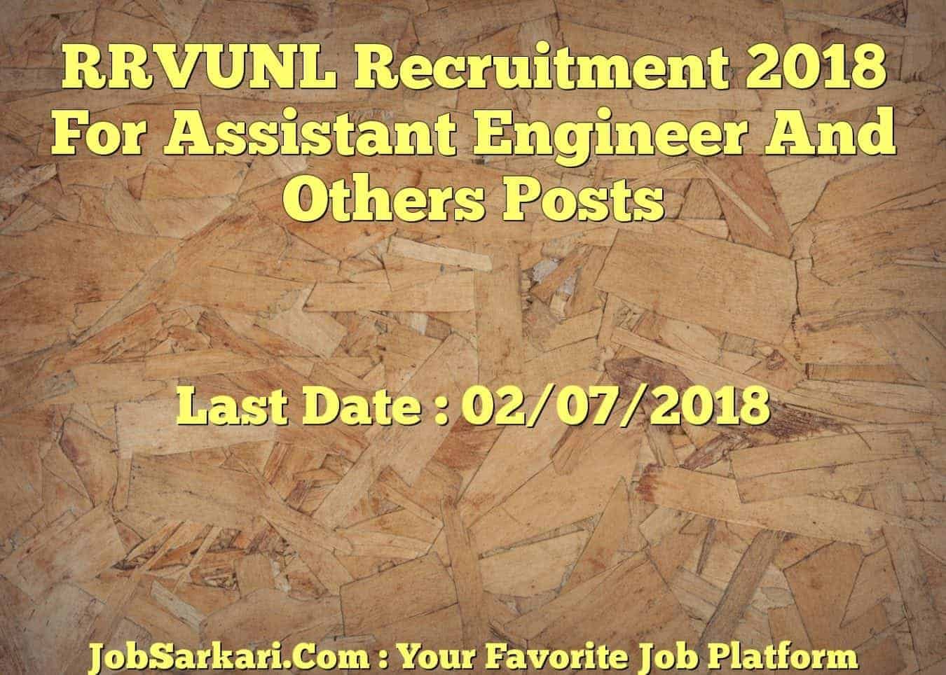 RRVUNL Recruitment 2018 For Assistant Engineer And Others Posts