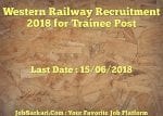 Western Railway Recruitment 2018 for Trainee Post