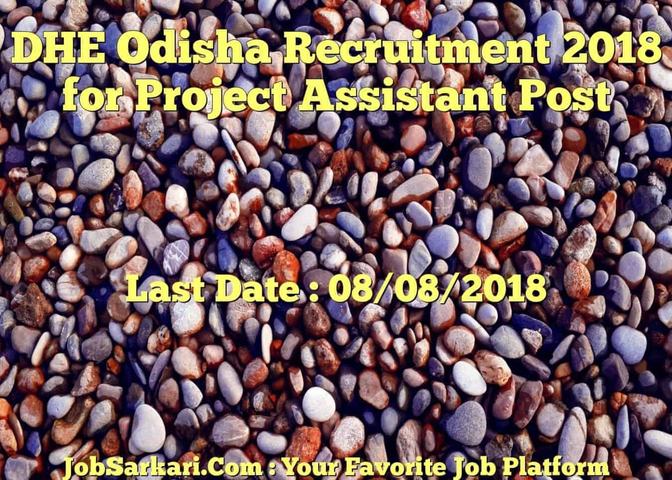 DHE Odisha Recruitment 2018 for Project Assistant Post