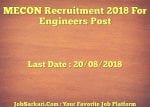 MECON Recruitment 2018 For Engineers Post