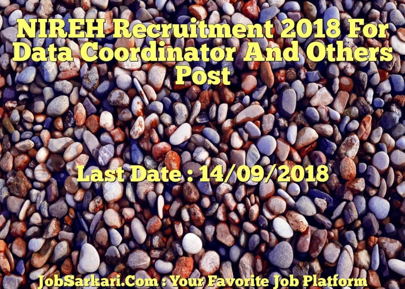 NIREH Recruitment 2018 For Data Coordinator And Others Post
