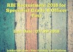 RBI Recruitment 2018 for Specialist Grade B Officer Post