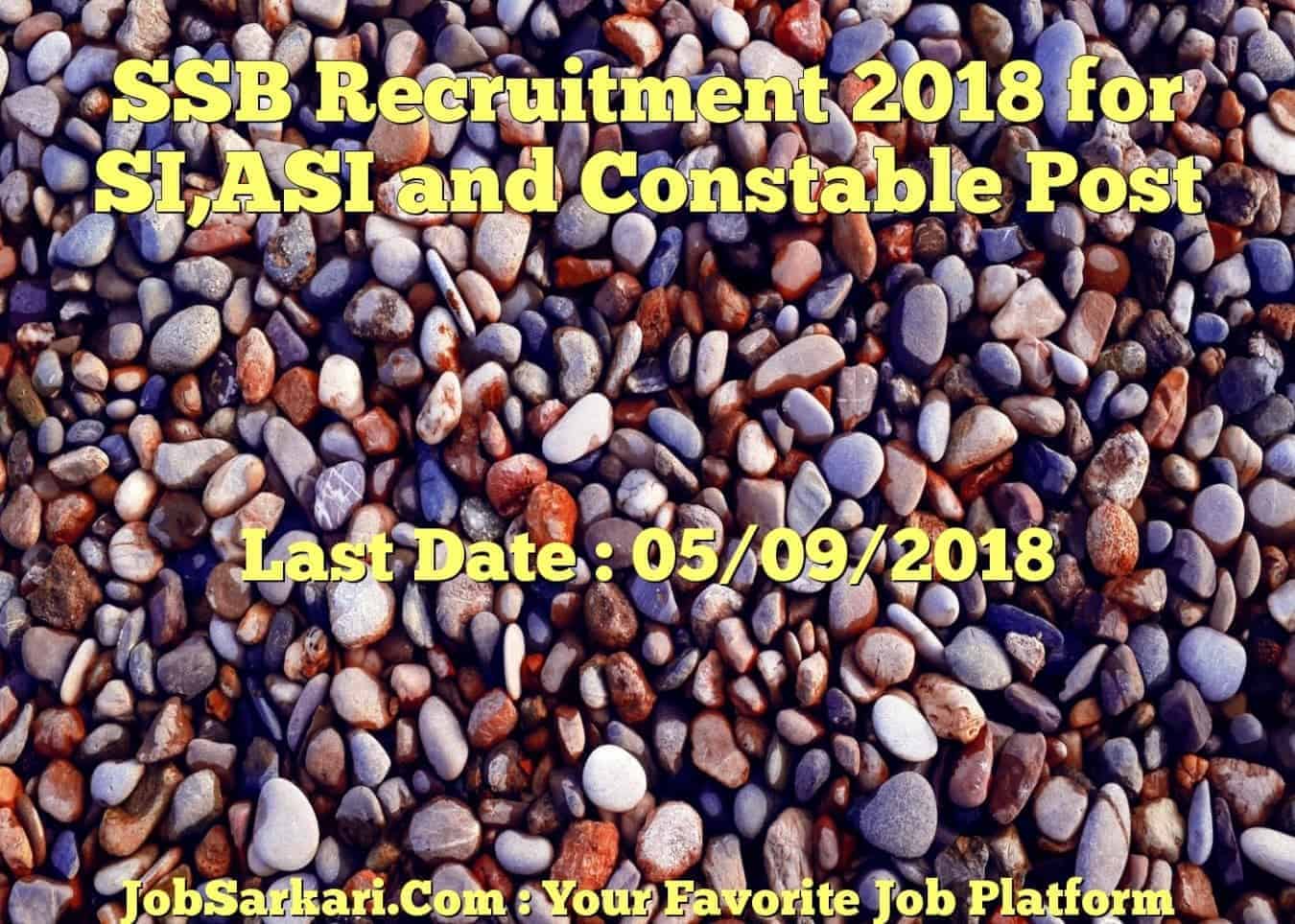 SSB Recruitment 2018 for SI,ASI and Constable Post