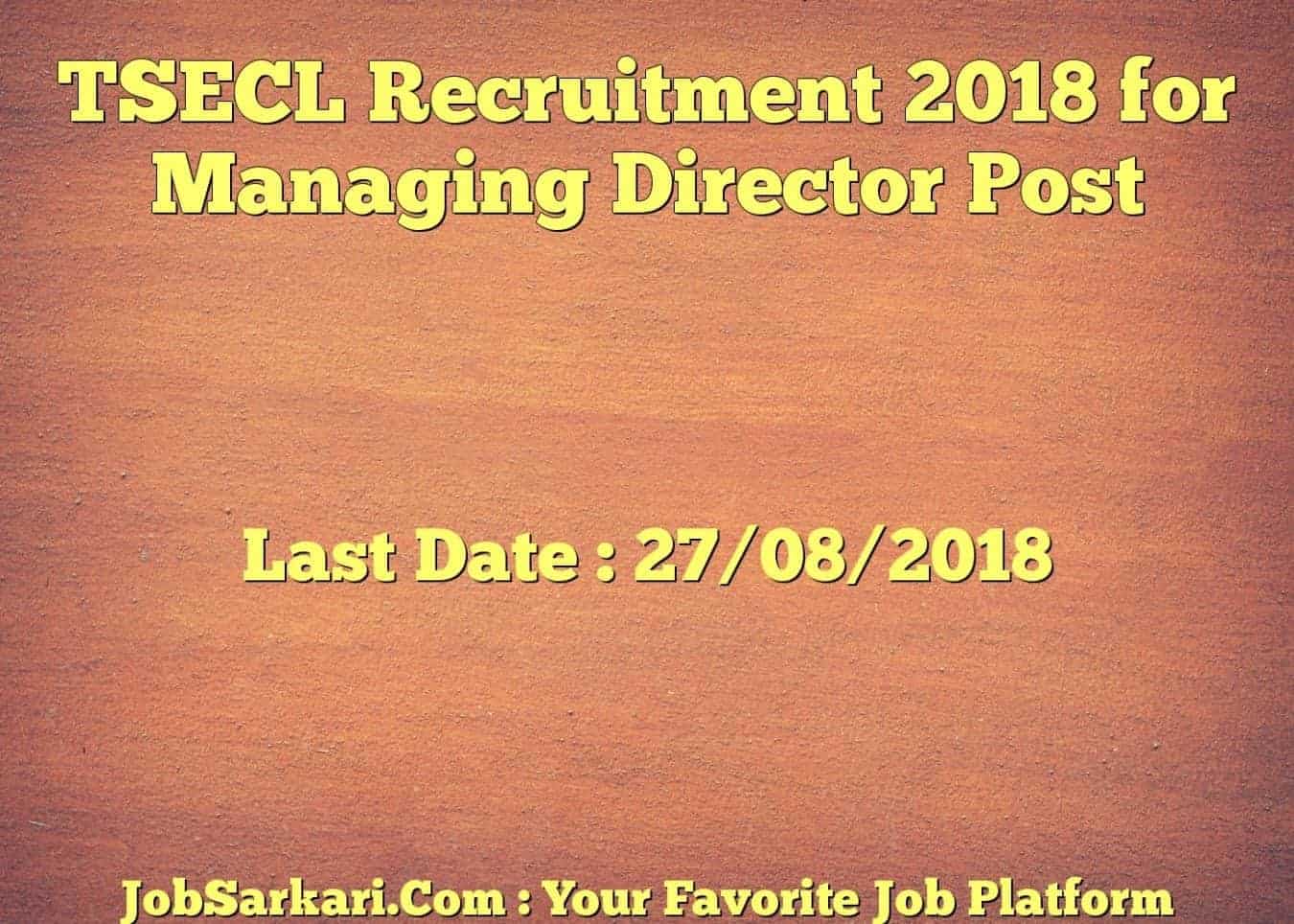 TSECL Recruitment 2018 for Managing Director Post