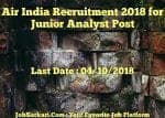 Air India Recruitment 2018 for Junior Analyst Post