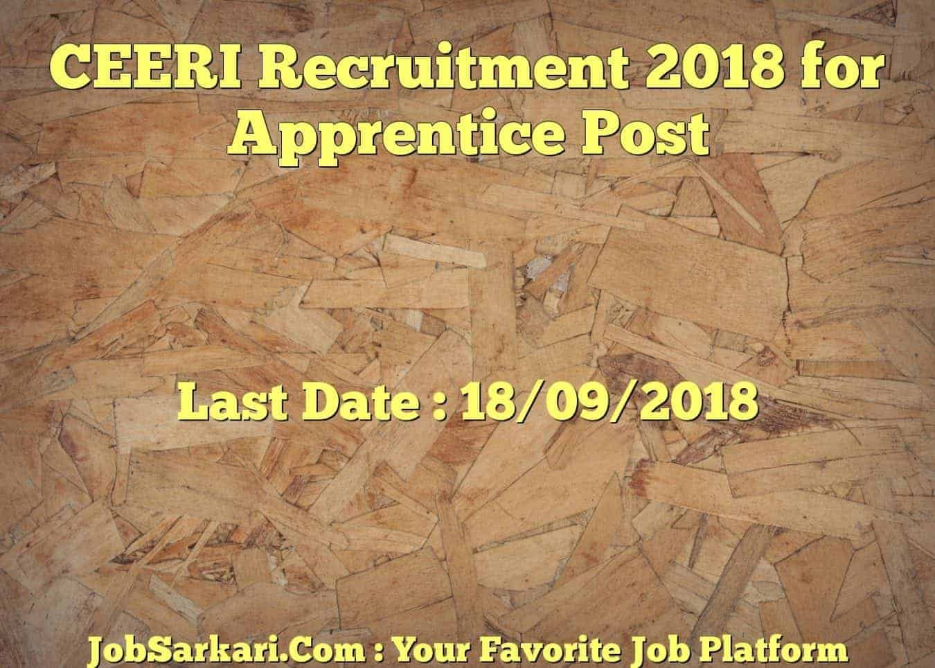 CEERI Recruitment 2018 for Apprentice Post
