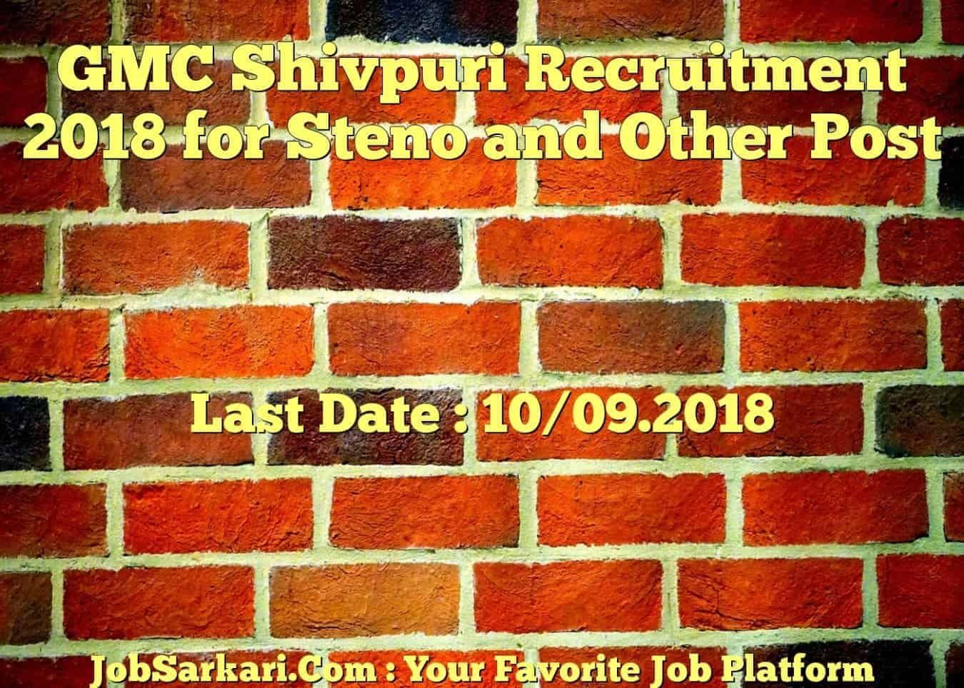 GMC Shivpuri Recruitment 2018 for Steno and Other Post