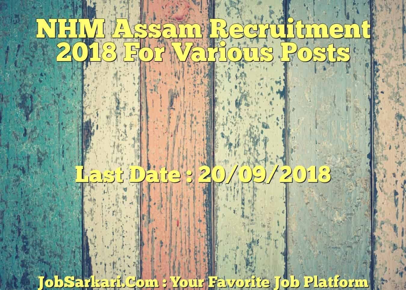 NHM Assam Recruitment 2018 For Various Posts