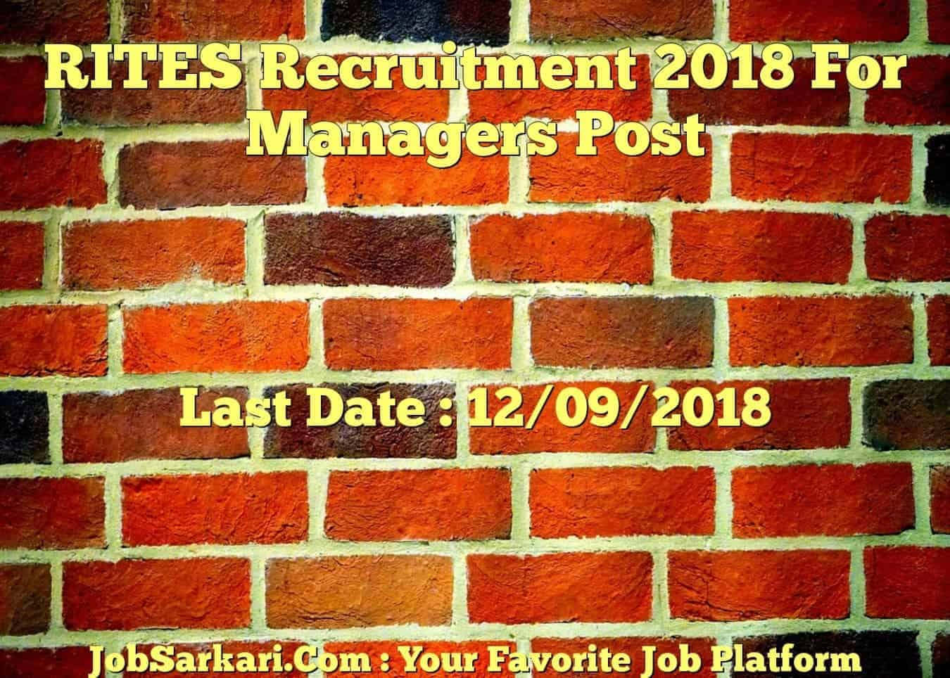 RITES Recruitment 2018 For Managers Post