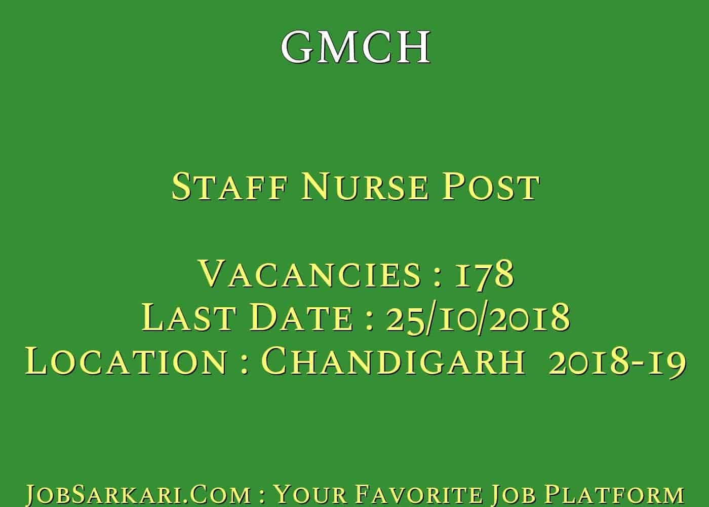 GMCH Recruitment 2018 for Staff Nurse Post