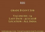 RBI Recruitment 2018 for Grade B Govt Job