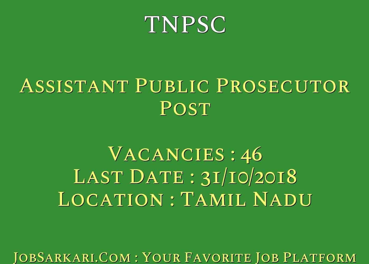 TNPSC Recruitment 2018 for Assistant Public Prosecutor Post