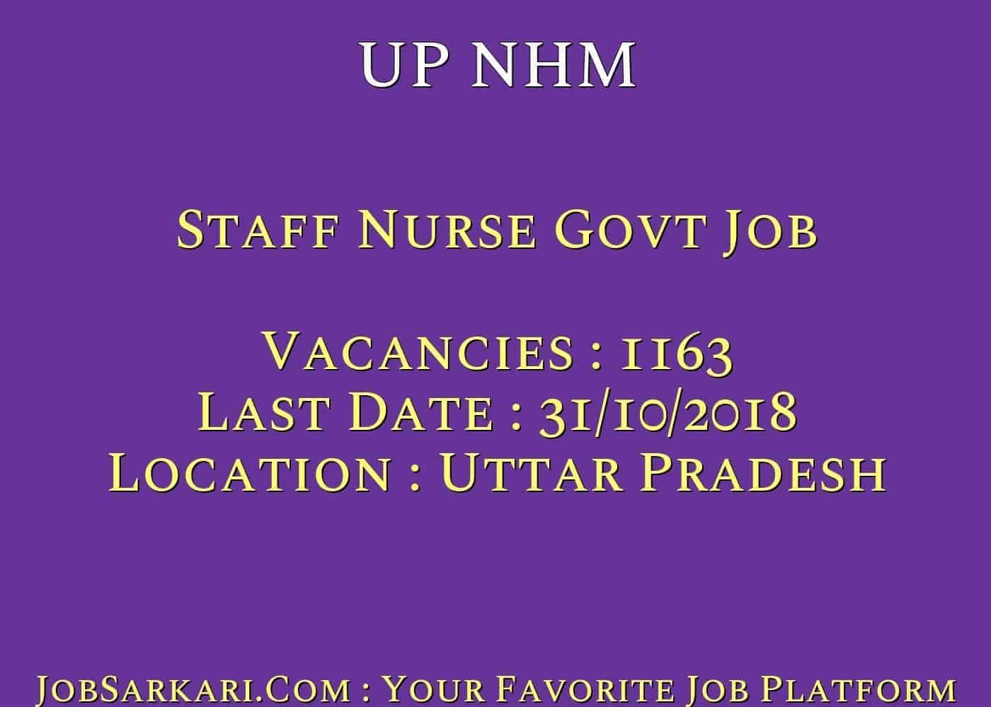 UP NHM Recruitment 2018 for Staff Nurse Govt Job