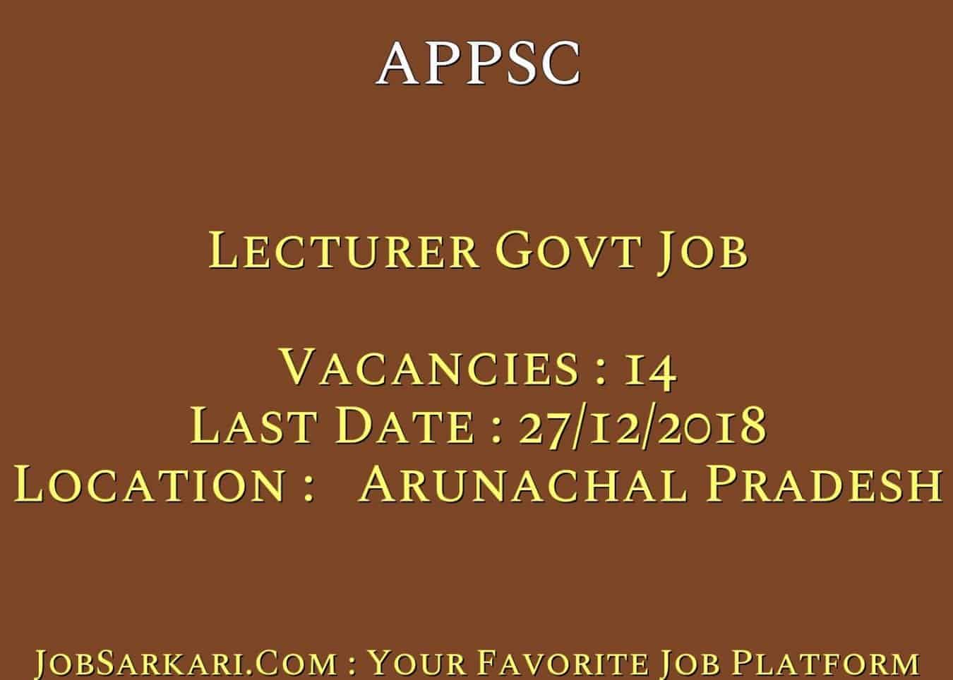 APPSC Recruitment 2018 for Lecturer Govt Job