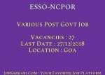 ESSO-NCPOR Recruitment 2018 For Various Post Govt Job