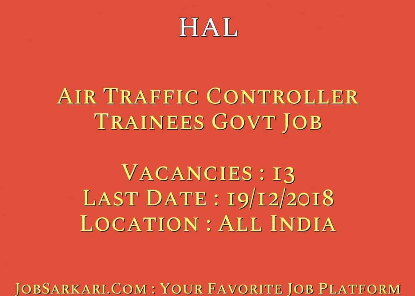 HAL Recruitment 2018 for Air Traffic Controller Trainees Govt Job