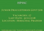 HPSSC Recruitment 2018 for Junior Draughtsman Govt Job