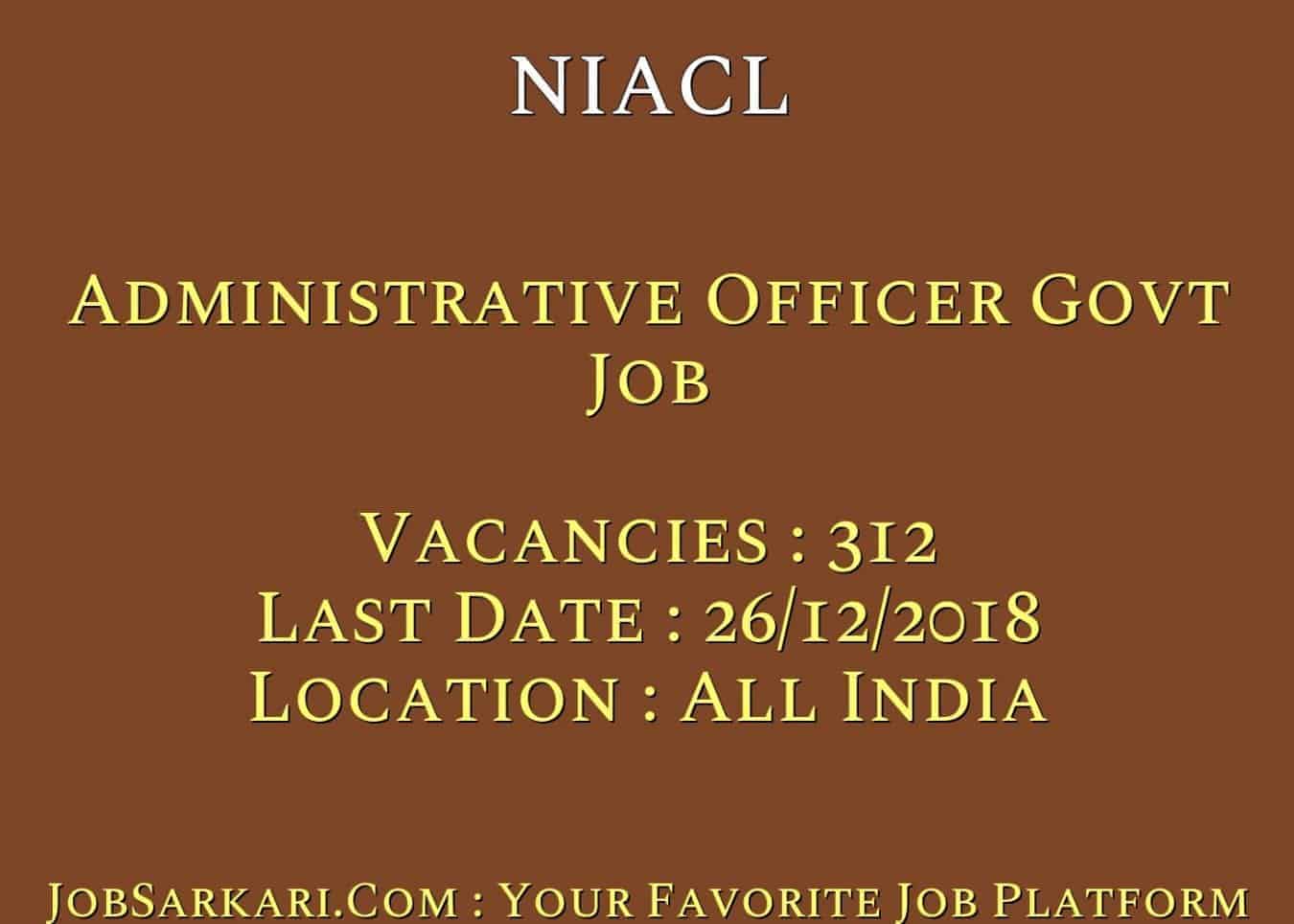 NIACL Recruitment 2018 for Administrative Officer Govt Job