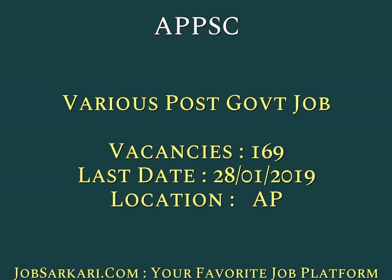 APPSC Recruitment 2019 For Various Post Govt Job