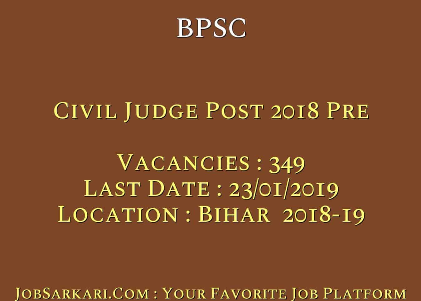 BPSC Recruitment 2018 For Civil Judge Post