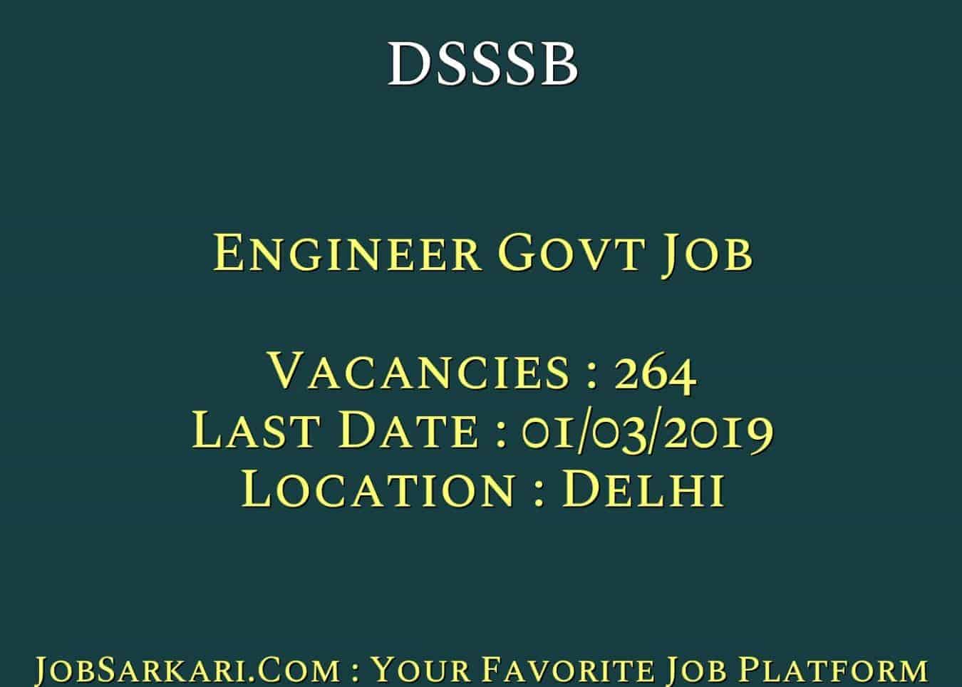 DSSSB Recruitment 2019 For Engineer Govt Job