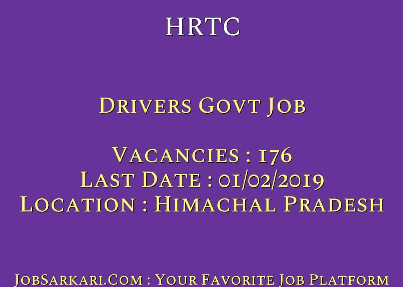 HRTC Recruitment 2019 For Drivers Govt Job