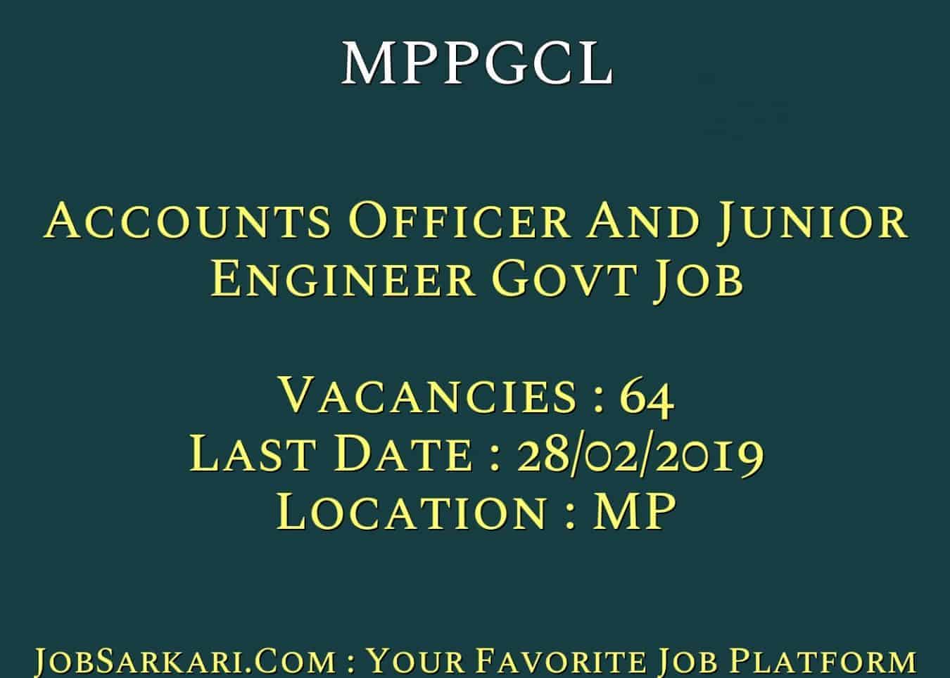 MPPGCL Recruitment 2019 For Accounts Officer And Junior Engineer Govt Job