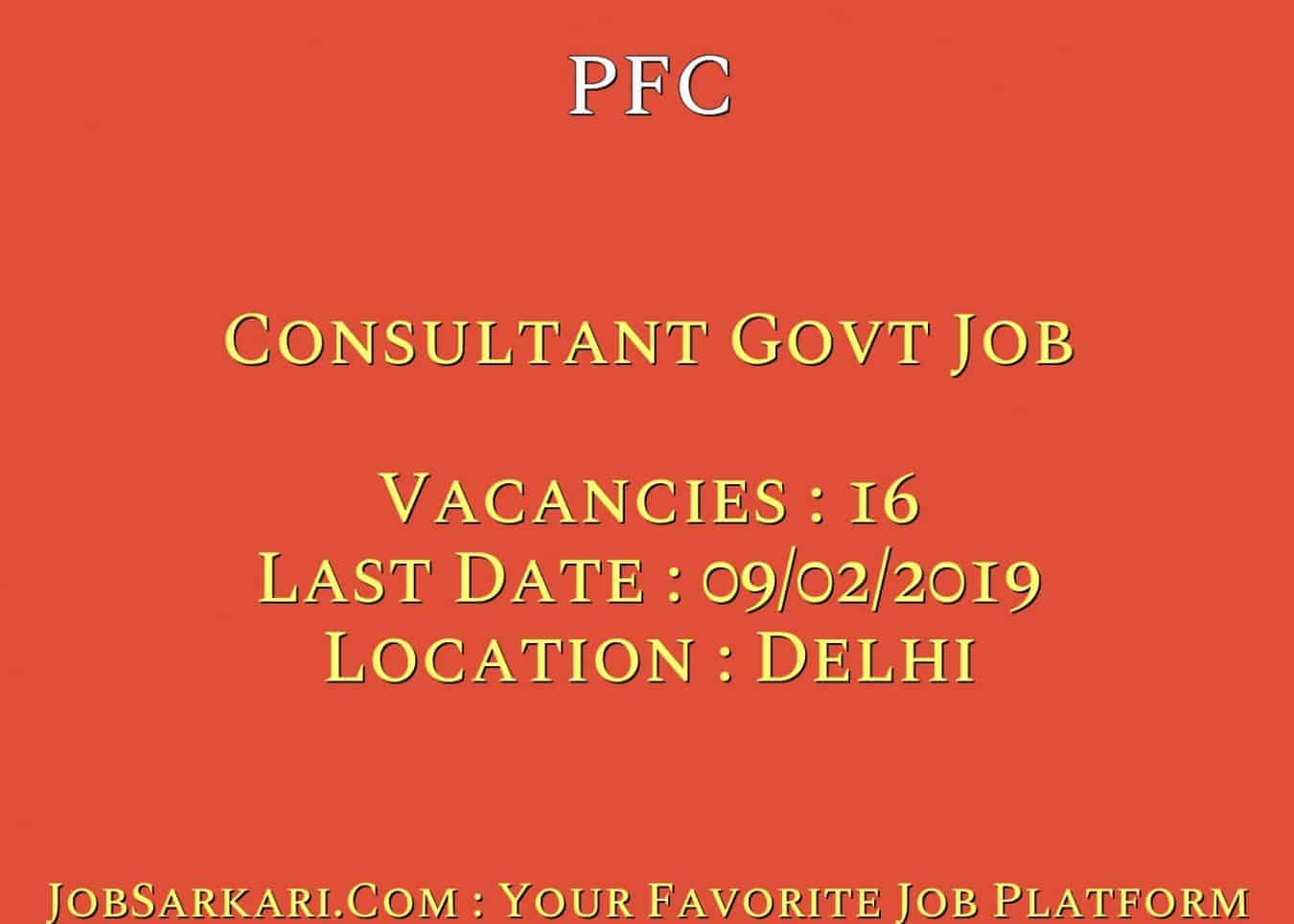 PFC Recruitment 2019 For Consultant Govt Job