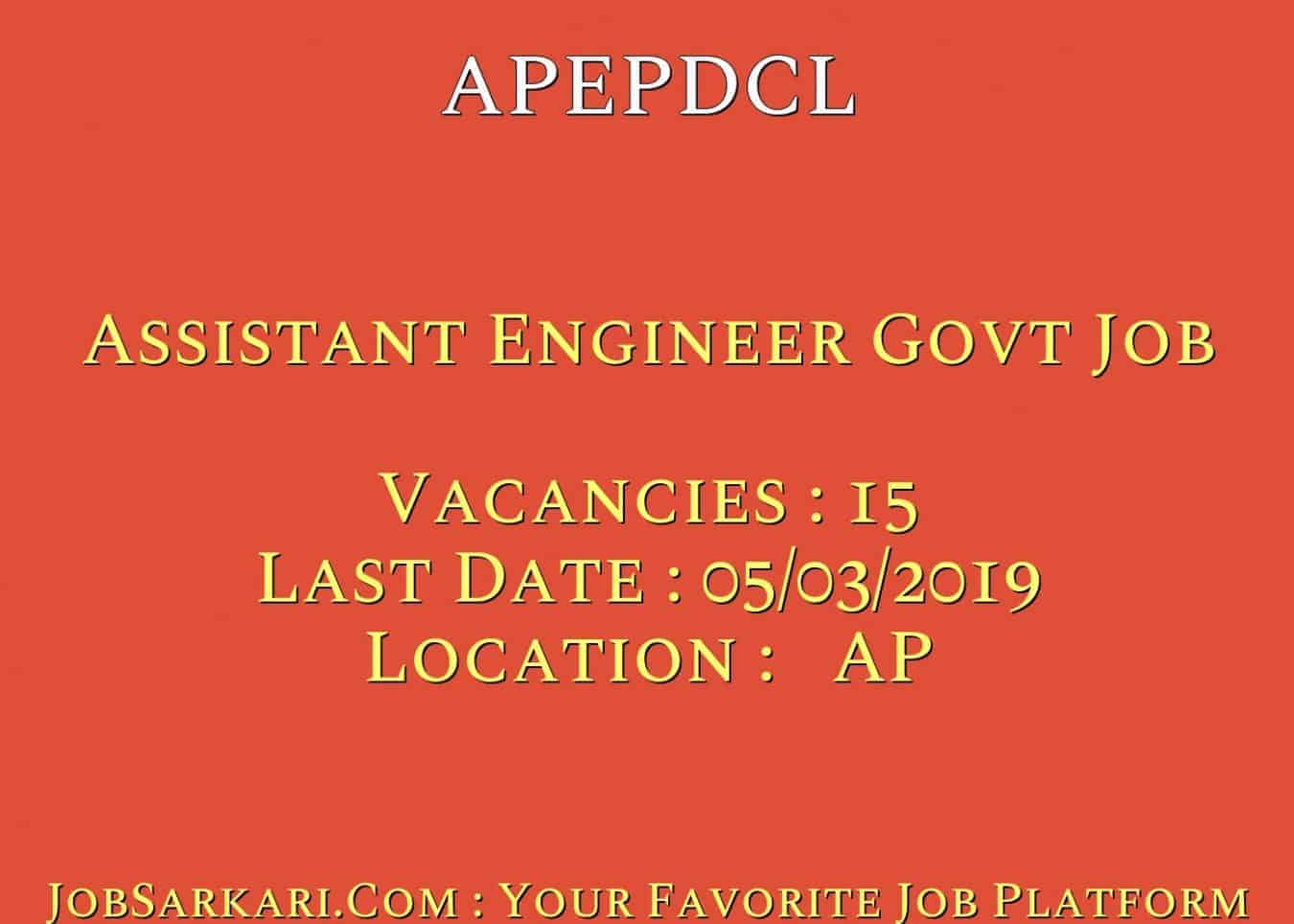 APEPDCL Recruitment 2019 For Assistant Engineer Govt Job