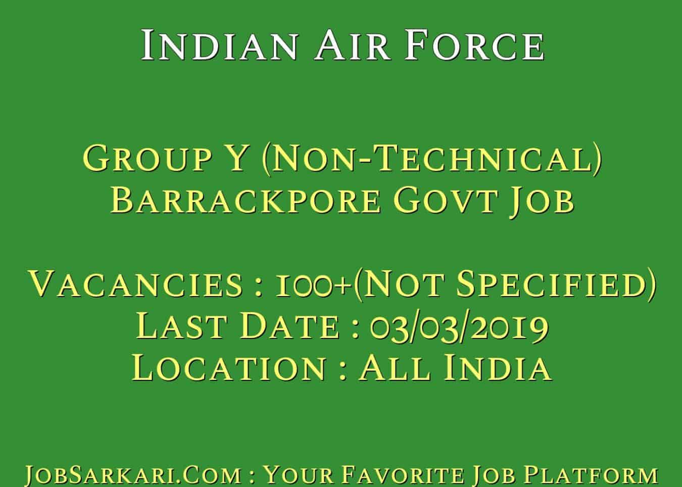 Indian Air Force Recruitment 2019 for Group Y (Non-Technical) Govt Job