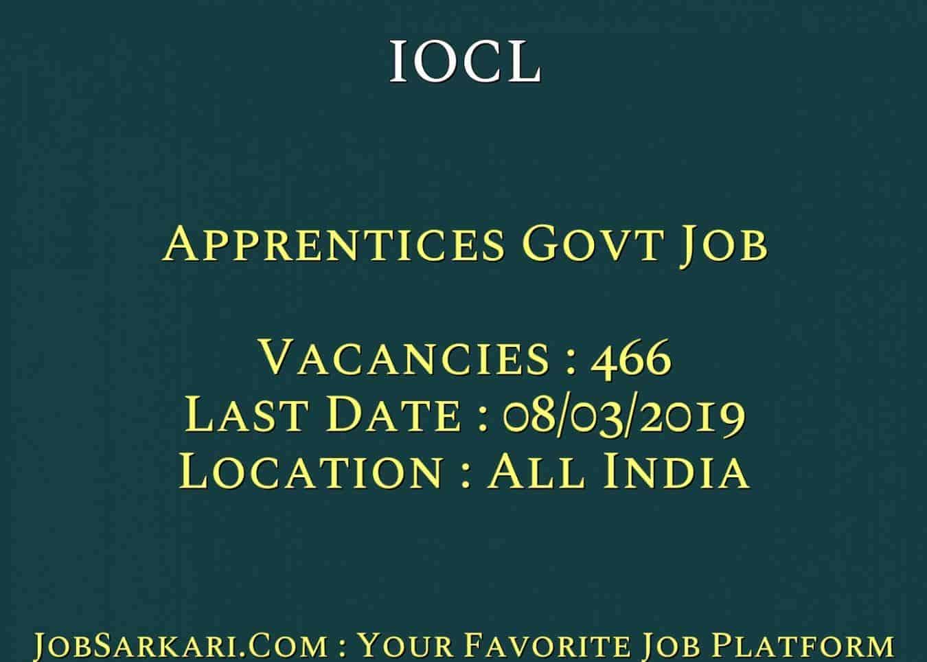 IOCL Recruitment 2019 For Apprentices Govt Job