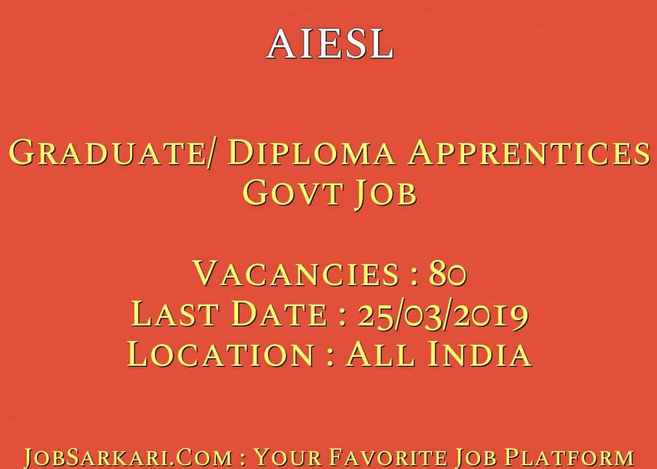 AIESL Recruitment 2019 For Graduate/ Diploma Apprentices Govt Job