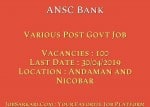ANSC Bank Recruitment 2019 For Various Post Govt Job