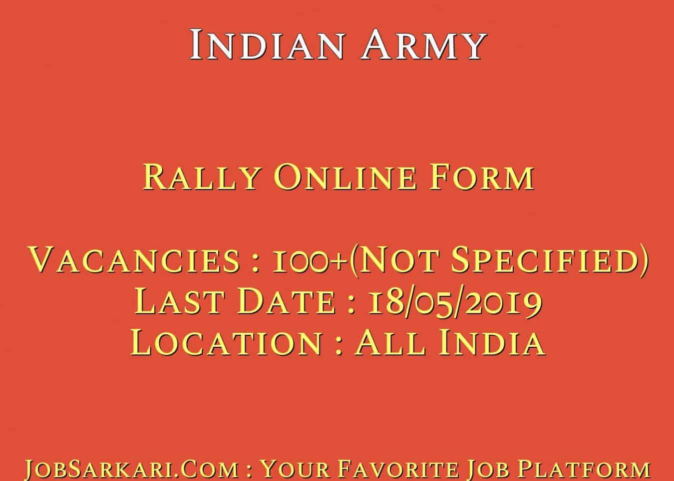 Indian Army 2019 Rally Online Form