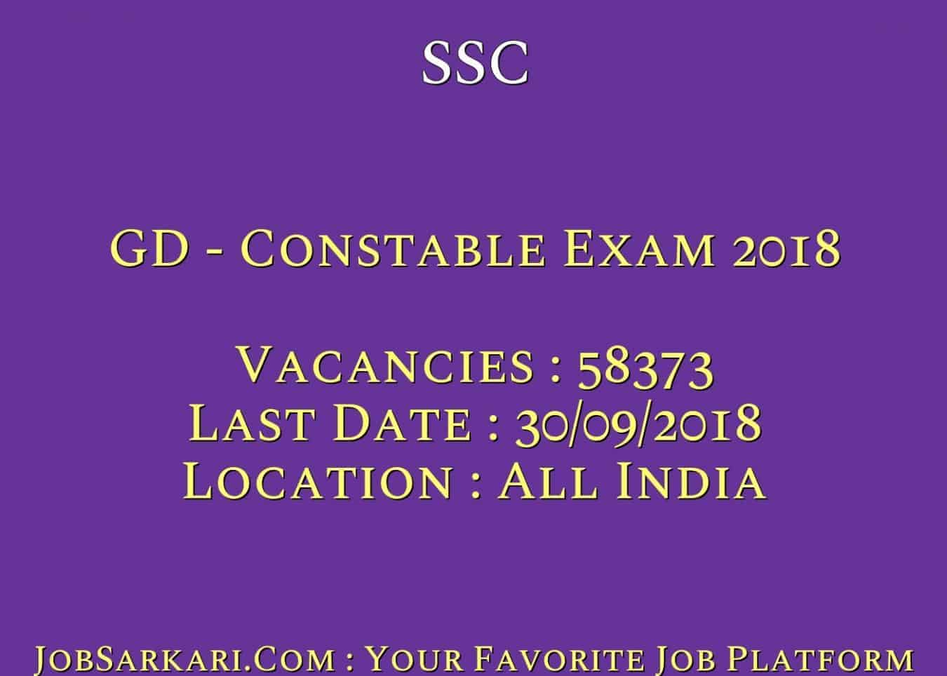 SSC GD Constable Bharti 2018
