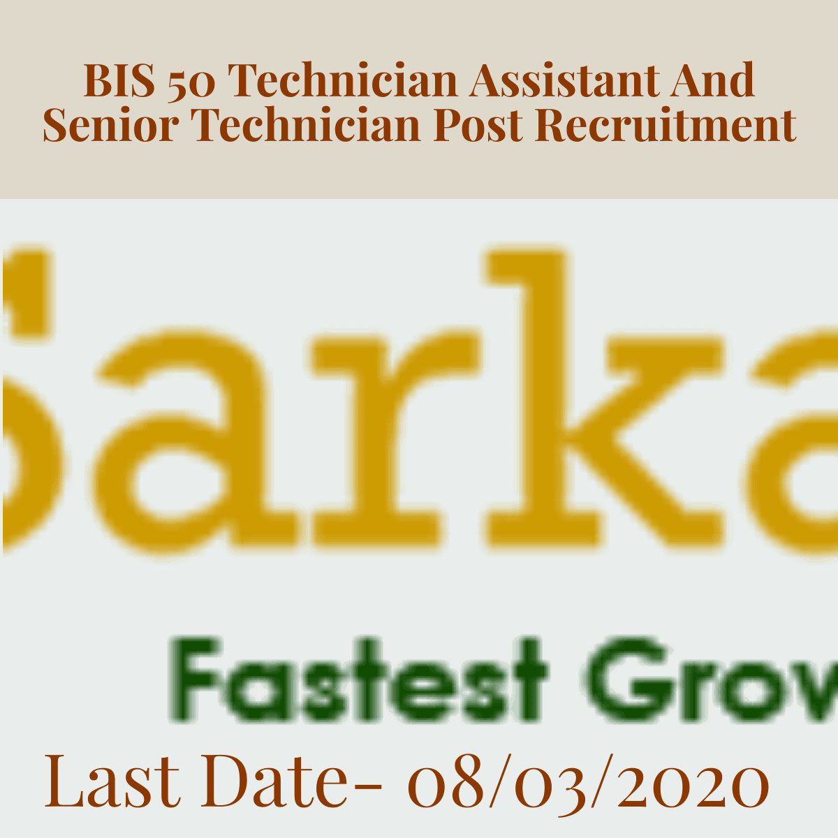 BIS Recruitment 2020 For Technician Assistant And Senior Technician Post