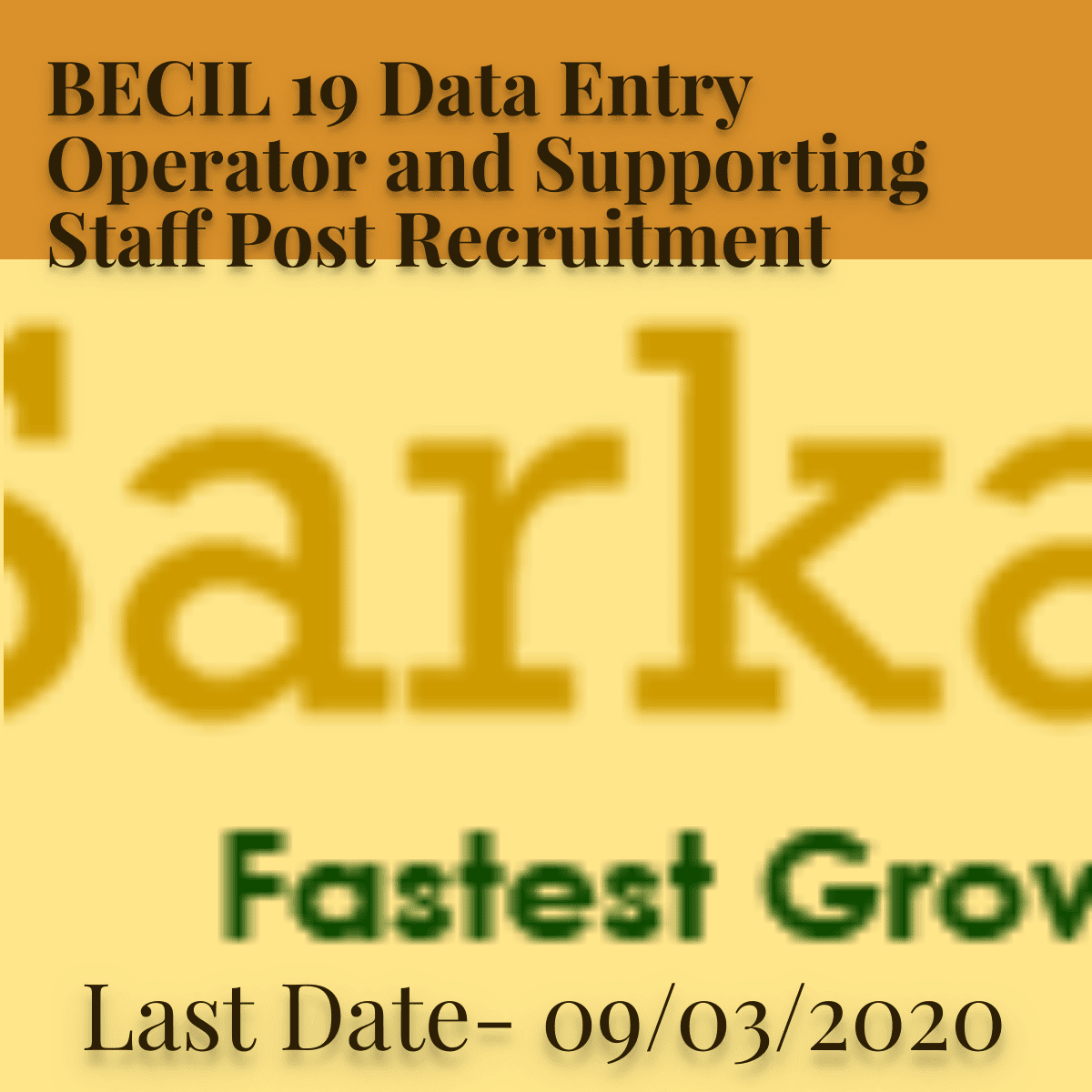 BECIL Recruitment 2020 for Data Entry Operator and Supporting Staff Post