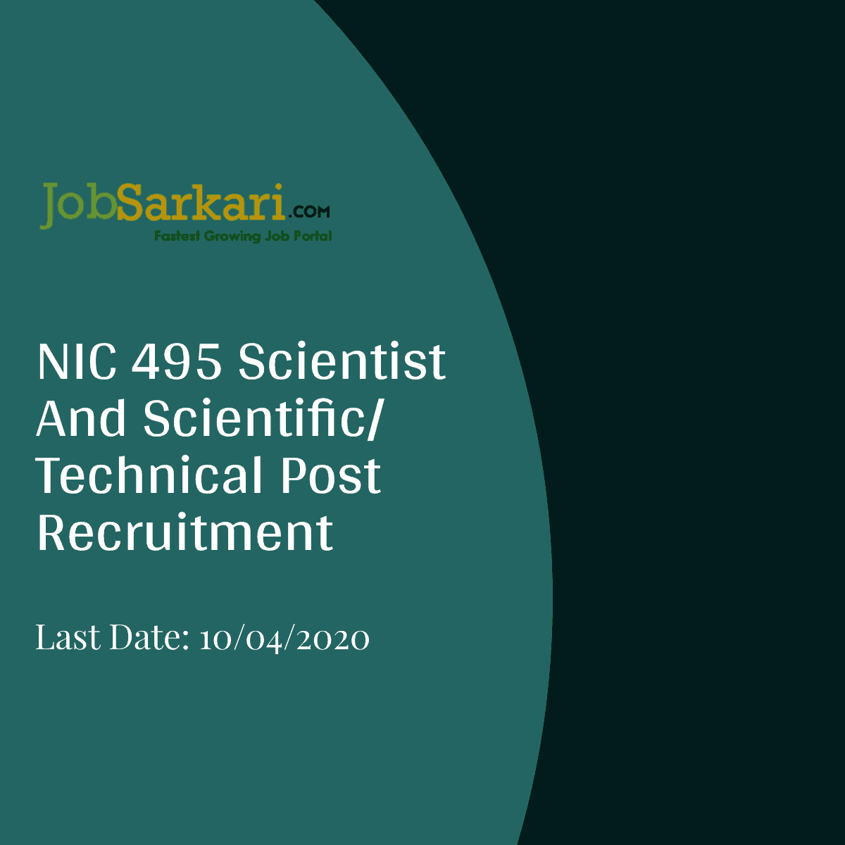 NIC Recruitment 2020 For Scientist And Scientific/ Technical Post