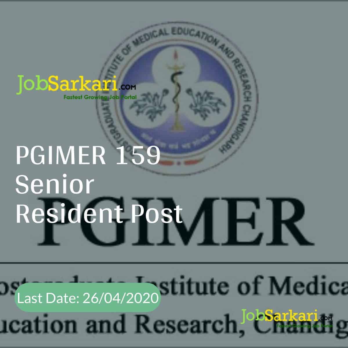 PGIMER 159 Senior Resident Post