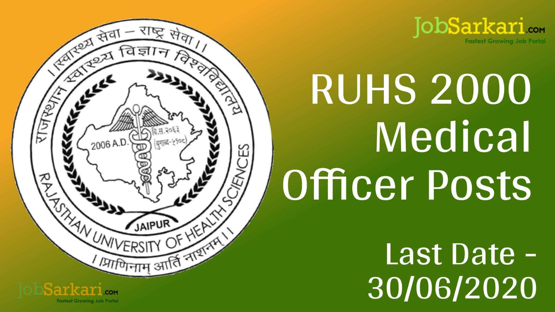 RUHS 2000 Medical Officer Posts