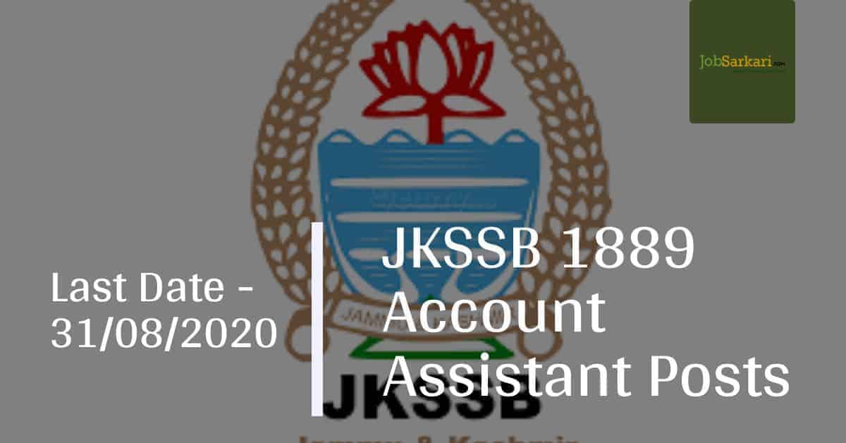 JKSSB 1889 Account Assistant Posts 1