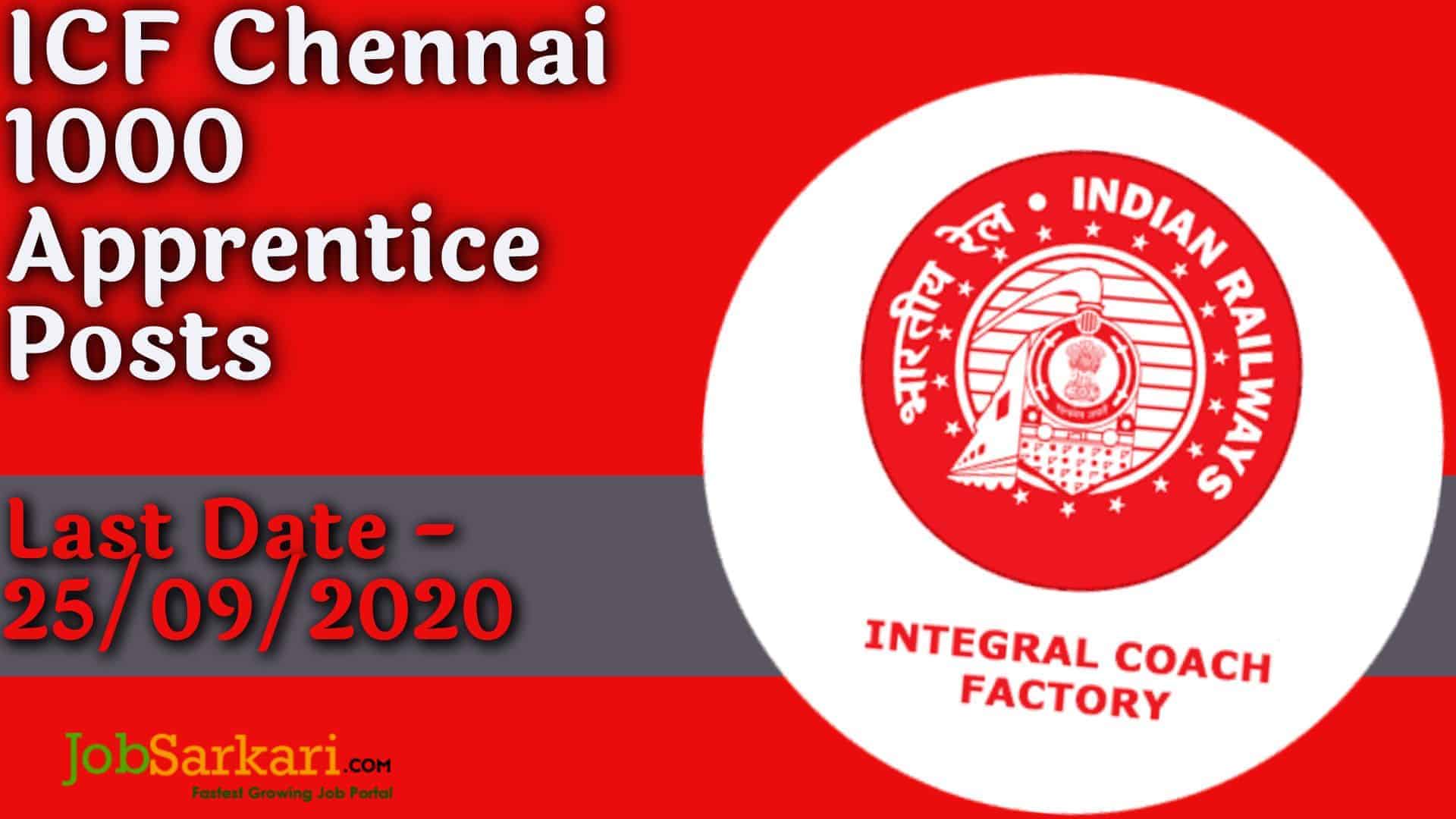 ICF Chennai 1000 Apprentice Posts 1