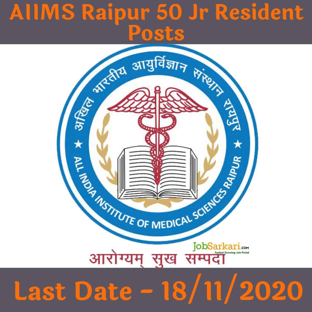 AIIMS Raipur 50 Jr Resident Posts