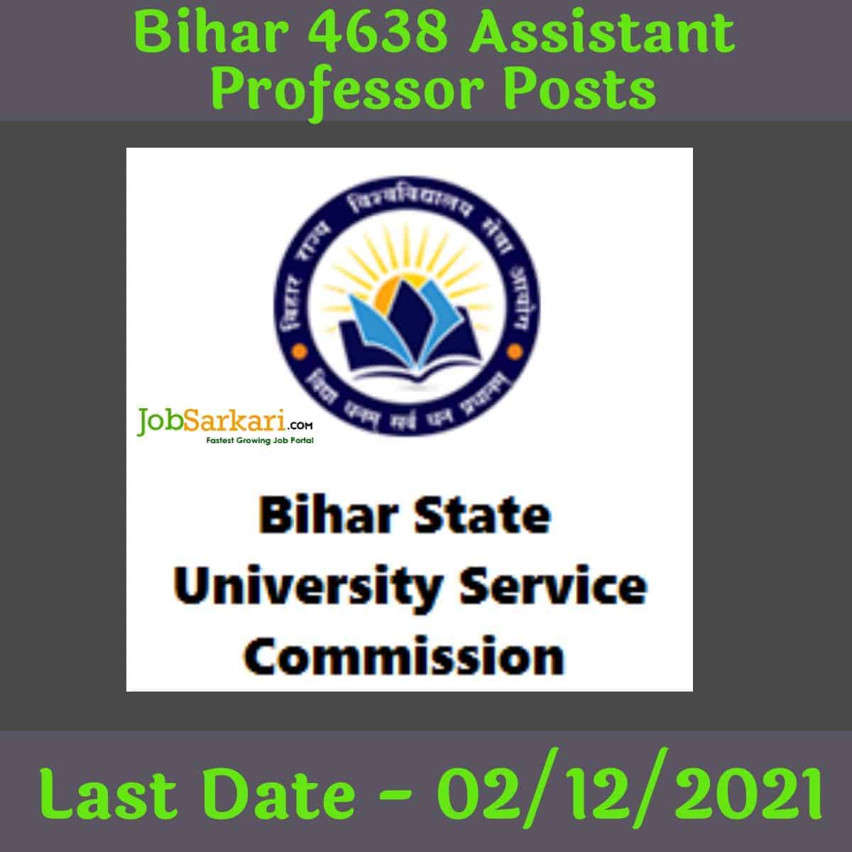 Bihar 4638 Assistant Professor Posts