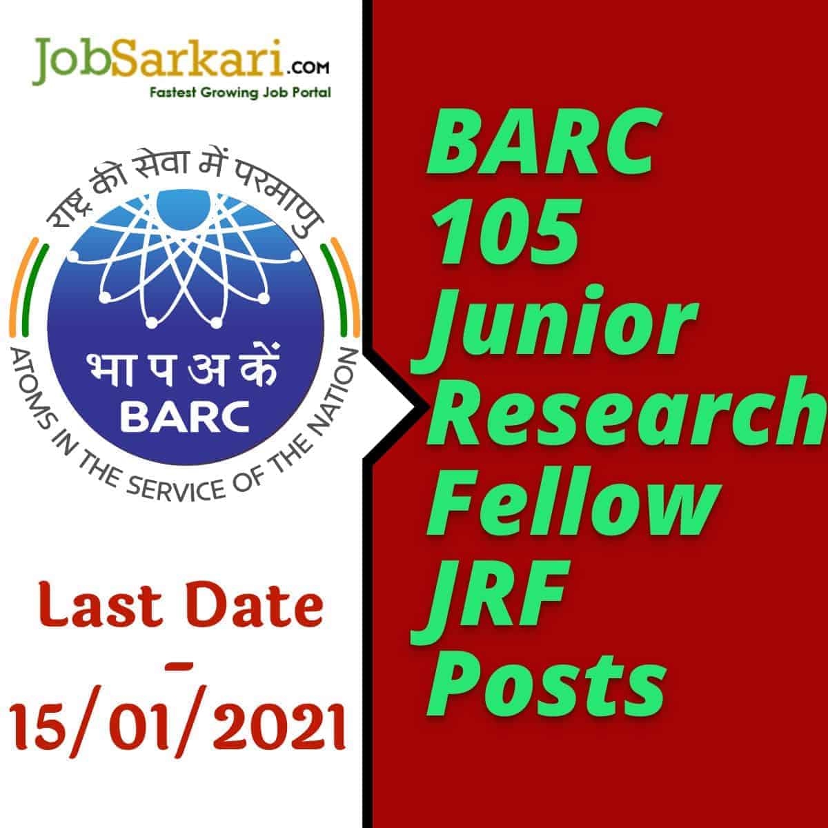 BARC 105Junior Research Fellow JRF Posts