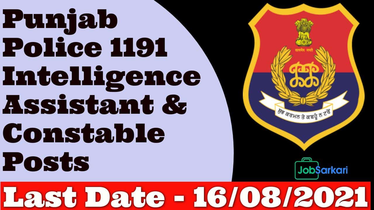 Punjab Police Intelligence Assistant  & Constable Posts